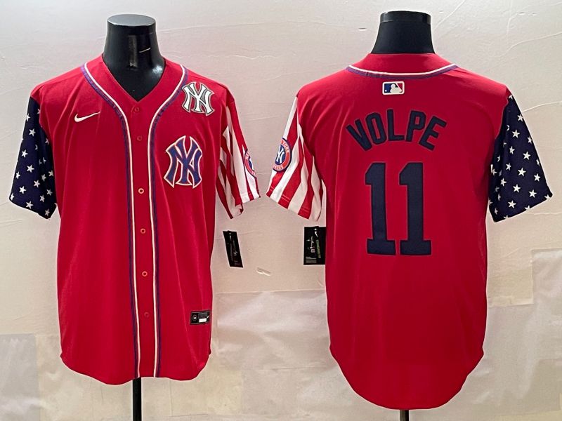 Men New York Yankees 11 Volpe Red a generation of national flags Jointly Name 2025 Nike MLB Jersey style 8